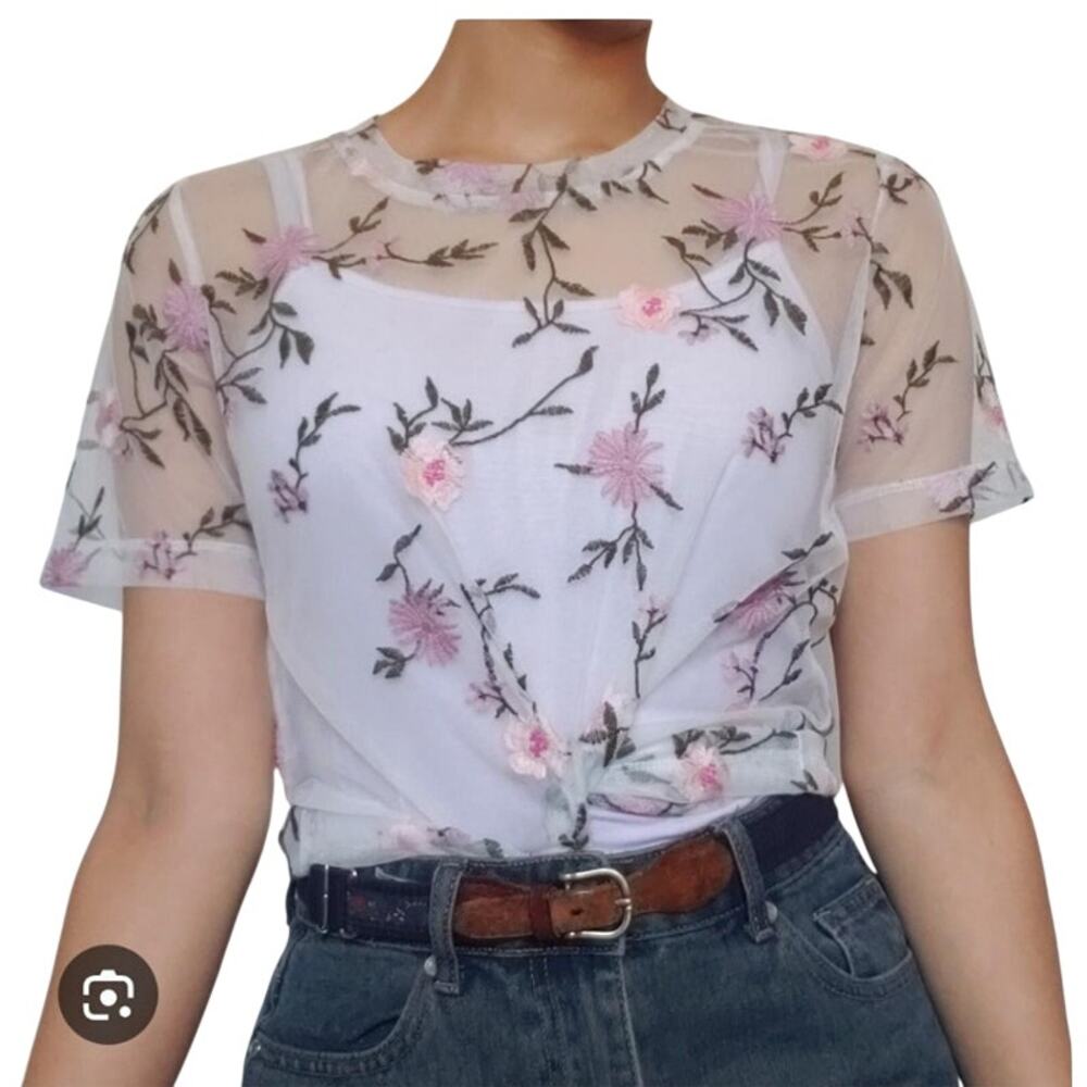 Bongo Floral Fairycore Mesh Tee NWOT Size Medium